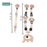 Baby Toy Wooden Pram Clip Baby Mobile Pram Personalize Silicone Bead Pacifier Chain Chewable Silicone Rattle Baby Wooden Teether
