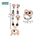 Baby Toy Wooden Pram Clip Baby Mobile Pram Personalize Silicone Bead Pacifier Chain Chewable Silicone Rattle Baby Wooden Teether