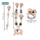 Baby Toy Wooden Pram Clip Baby Mobile Pram Personalize Silicone Bead Pacifier Chain Chewable Silicone Rattle Baby Wooden Teether