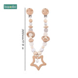 Baby Toy Wooden Pram Clip Baby Mobile Pram Personalize Silicone Bead Pacifier Chain Chewable Silicone Rattle Baby Wooden Teether