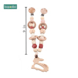 Baby Toy Wooden Pram Clip Baby Mobile Pram Personalize Silicone Bead Pacifier Chain Chewable Silicone Rattle Baby Wooden Teether
