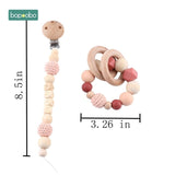 Baby Toy Wooden Pram Clip Baby Mobile Pram Personalize Silicone Bead Pacifier Chain Chewable Silicone Rattle Baby Wooden Teether