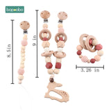 Baby Toy Wooden Pram Clip Baby Mobile Pram Personalize Silicone Bead Pacifier Chain Chewable Silicone Rattle Baby Wooden Teether