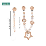 Baby Toy Wooden Pram Clip Baby Mobile Pram Personalize Silicone Bead Pacifier Chain Chewable Silicone Rattle Baby Wooden Teether