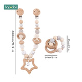 Baby Toy Wooden Pram Clip Baby Mobile Pram Personalize Silicone Bead Pacifier Chain Chewable Silicone Rattle Baby Wooden Teether