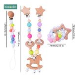Baby Toy Wooden Pram Clip Baby Mobile Pram Personalize Silicone Bead Pacifier Chain Chewable Silicone Rattle Baby Wooden Teether