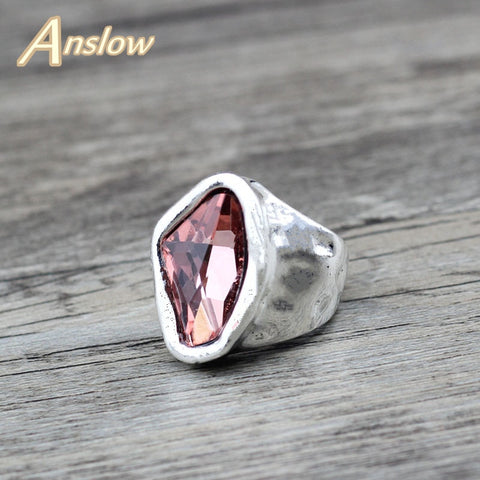 Anslow Original Design Fashion Jewelry  Vintage Irregular Crystal Couples Love Rings For Women Valentine's Day Gift  LOW0042AR