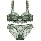TERMEZY ultra-thin cup sexy lace underwear transparent bra Set Bow decoration Lingerie Comfortable Brassiere and Panties set