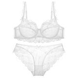 TERMEZY ultra-thin cup sexy lace underwear transparent bra Set Bow decoration Lingerie Comfortable Brassiere and Panties set
