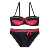 CINOON 2019 NEW Lace Bow Lingerie Set 1/2 Cup Sexy Intimates Push Up Bra Set Underwear Floral Embroidery Lace Women Bra Panty