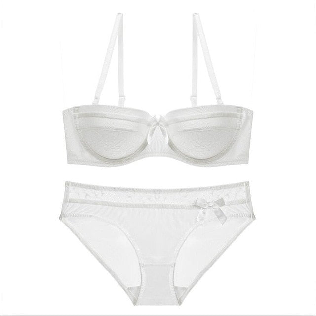 CINOON 2019 NEW Lace Bow Lingerie Set 1/2 Cup Sexy Intimates Push Up Bra Set Underwear Floral Embroidery Lace Women Bra Panty