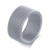 MENS MODERN STAINLESS STEEL MESH BAND RING MESH BAND FOR MEN WOMEN JEWELRY