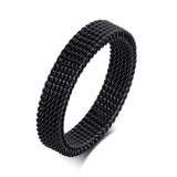 MENS MODERN STAINLESS STEEL MESH BAND RING MESH BAND FOR MEN WOMEN JEWELRY