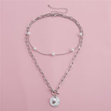 Gothic Baroque Pearl Coin Pendant Choker Necklace for Women Wedding Punk Bead Lariat Gold Color Long Chain Necklace Jewelry Gift