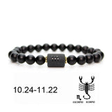 Black stone Beads 12 constellation couple Bracelet Men Bracelets For Women Pulseras Moda Masculina Hombre Man Mens Jewellery