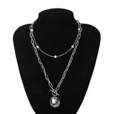 IngeSight.Z Punk Multi Layered Pearl Choker Necklace Collar Statement Virgin Mary Coin Crystal Pendant Necklace Women Jewelry