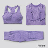 3Pcs Seamless Yoga Set Gym Fitness Clothing Women Yoga Suit Sportswear Female Workout Leggings Top Sport Clothes Training Tights