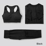 3Pcs Seamless Yoga Set Gym Fitness Clothing Women Yoga Suit Sportswear Female Workout Leggings Top Sport Clothes Training Tights