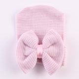 Big Bows Hospital Chiffon Newborn Hats Knitted Soft New Born Nursing Beanie Hat Photo Props Newborn Accessories for 0-6M Girls