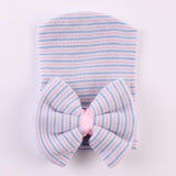 Big Bows Hospital Chiffon Newborn Hats Knitted Soft New Born Nursing Beanie Hat Photo Props Newborn Accessories for 0-6M Girls