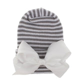 Big Bows Hospital Chiffon Newborn Hats Knitted Soft New Born Nursing Beanie Hat Photo Props Newborn Accessories for 0-6M Girls