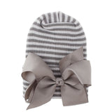 Big Bows Hospital Chiffon Newborn Hats Knitted Soft New Born Nursing Beanie Hat Photo Props Newborn Accessories for 0-6M Girls