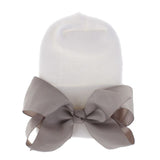 Big Bows Hospital Chiffon Newborn Hats Knitted Soft New Born Nursing Beanie Hat Photo Props Newborn Accessories for 0-6M Girls