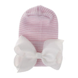 Big Bows Hospital Chiffon Newborn Hats Knitted Soft New Born Nursing Beanie Hat Photo Props Newborn Accessories for 0-6M Girls