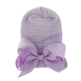 Big Bows Hospital Chiffon Newborn Hats Knitted Soft New Born Nursing Beanie Hat Photo Props Newborn Accessories for 0-6M Girls