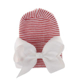 Big Bows Hospital Chiffon Newborn Hats Knitted Soft New Born Nursing Beanie Hat Photo Props Newborn Accessories for 0-6M Girls