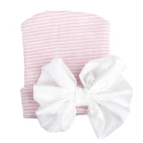 Big Bows Hospital Chiffon Newborn Hats Knitted Soft New Born Nursing Beanie Hat Photo Props Newborn Accessories for 0-6M Girls