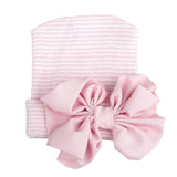 Big Bows Hospital Chiffon Newborn Hats Knitted Soft New Born Nursing Beanie Hat Photo Props Newborn Accessories for 0-6M Girls