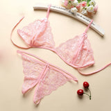 3pcs Set Women Transparent Bra Set & Garter Black Sexy Lingerie Set Lace Lenceria Plus Size Underwear Bra And Panty Set