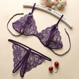 3pcs Set Women Transparent Bra Set & Garter Black Sexy Lingerie Set Lace Lenceria Plus Size Underwear Bra And Panty Set
