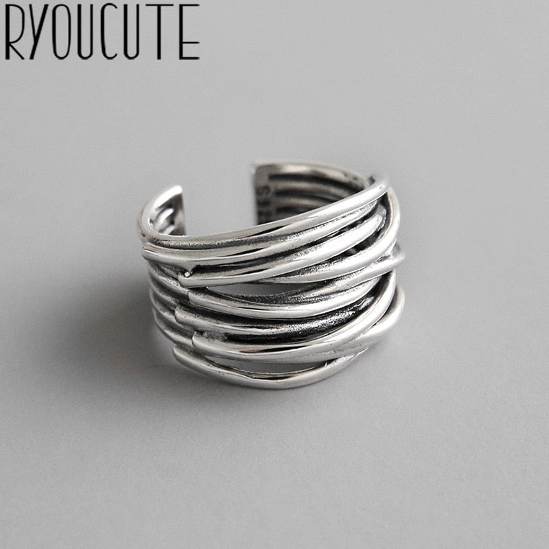 Bijoux 2020 Simple Style Silver Color Multilayer Line Rings For Women Gifts Large Chains Rings
