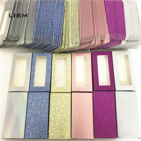 Wholesale10set 50pcs Packing box for eyelash blank eyelashes package Multicolor paper box  Eyelashes DIYflash packing box makeup