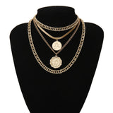 Punk Miami Cuban Choker Necklace Steampunk Men Jewelry Vintage Big Coin Pendant Chunky Chain Necklace for Women Neck Accessories