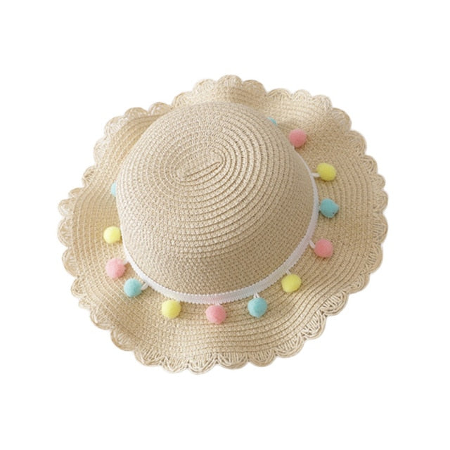 Children Girl Fashion Concise Casual Cute Sweet Breathable Sunscreen Beach Sun Hat With Bag Toddler Girls Accessories 1-8Y