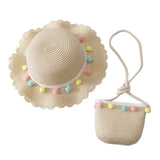 Children Girl Fashion Concise Casual Cute Sweet Breathable Sunscreen Beach Sun Hat With Bag Toddler Girls Accessories 1-8Y