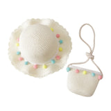 Children Girl Fashion Concise Casual Cute Sweet Breathable Sunscreen Beach Sun Hat With Bag Toddler Girls Accessories 1-8Y