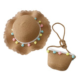 Children Girl Fashion Concise Casual Cute Sweet Breathable Sunscreen Beach Sun Hat With Bag Toddler Girls Accessories 1-8Y