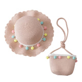 Children Girl Fashion Concise Casual Cute Sweet Breathable Sunscreen Beach Sun Hat With Bag Toddler Girls Accessories 1-8Y