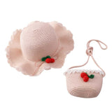 Children Girl Fashion Concise Casual Cute Sweet Breathable Sunscreen Beach Sun Hat With Bag Toddler Girls Accessories 1-8Y