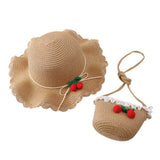 Children Girl Fashion Concise Casual Cute Sweet Breathable Sunscreen Beach Sun Hat With Bag Toddler Girls Accessories 1-8Y