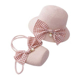 Children Girl Fashion Concise Casual Cute Sweet Breathable Sunscreen Beach Sun Hat With Bag Toddler Girls Accessories 1-8Y