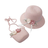 Children Girl Fashion Concise Casual Cute Sweet Breathable Sunscreen Beach Sun Hat With Bag Toddler Girls Accessories 1-8Y