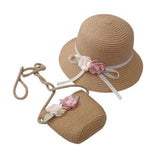Children Girl Fashion Concise Casual Cute Sweet Breathable Sunscreen Beach Sun Hat With Bag Toddler Girls Accessories 1-8Y