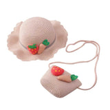 Children Girl Fashion Concise Casual Cute Sweet Breathable Sunscreen Beach Sun Hat With Bag Toddler Girls Accessories 1-8Y