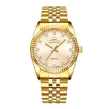 CHENXI Luxury Couple Watch Golden Fashion Stainless Steel Lovers Watch Quartz Wrist Watches For Women & Men Analog Wristwatch