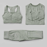 3Pcs Seamless Yoga Set Gym Fitness Clothing Women Yoga Suit Sportswear Female Workout Leggings Top Sport Clothes Training Tights